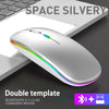 Silberne Space-Bluetooth-Maus mit RGB-Hintergrundbeleuchtung zum Aufladen