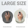 Comparison of large and standard size ergonomic wrist support mouse pads showing dimensions