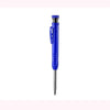 A blue precision mechanical pencil with a built-in sharpener for deep hole marking.