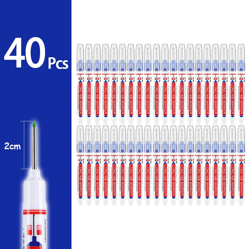 40 pieces of precision waterproof marking pens for woodworking and crafts displayed in a row.
