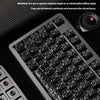 Close-up view of carbon fiber texture keycaps for MX mechanical keyboards with a separate accessory visible.