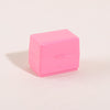 A pink privacy protection roller stamp box with a lid, shown against a light background.