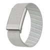Silver soft nylon braided strap for a fitness watch or wearable device.
