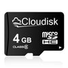 A black MicroSD memory card labeled Cloudisk 4 GB Class 6.