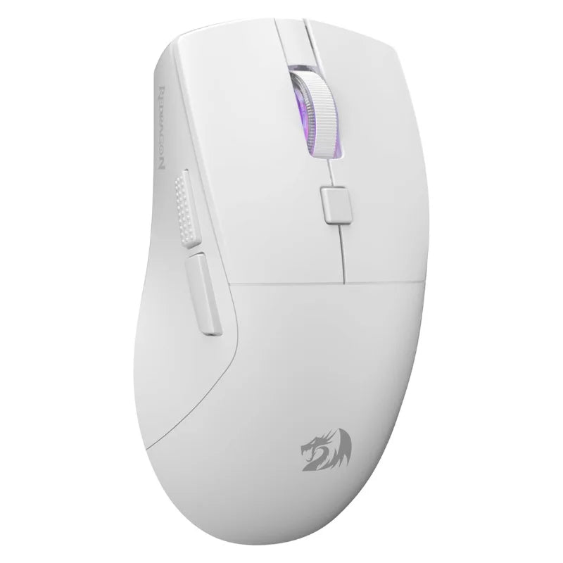 A white Redragon LIT Wireless Gaming Mouse shown from above.