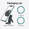 Verpackungsliste mit Smartphone, Metallring und magnetischem Reisehalter.