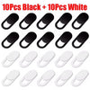 Set of 10 black and 10 white universal camera privacy sliders for mobile and laptop