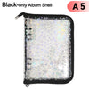 A black-only album shell with a clear plastic cover and zipper closure.