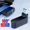 A black 4-in-1 USB hub with four ports is shown next to a device, highlighting its high-speed transfer capability and 180 deg