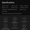 Specifications list for KZ Dynamic Driver wired headphones including sensitivity impedance frequency and weight details
