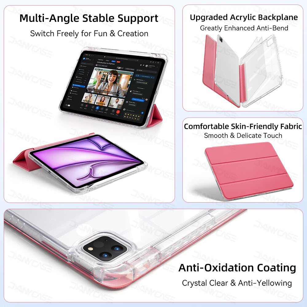 Dreifach-Ständer-Cover für iPad mit Mehrwinkel-Unterstützung, Acryl-Rückplane und antioxidierender Beschichtung