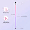 A long, slender, pink capacitive stylus pen with a black tip and aluminum alloy body.