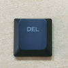 A dark blue replacement keycap labeled DEL for a Dell Alienware keyboard.