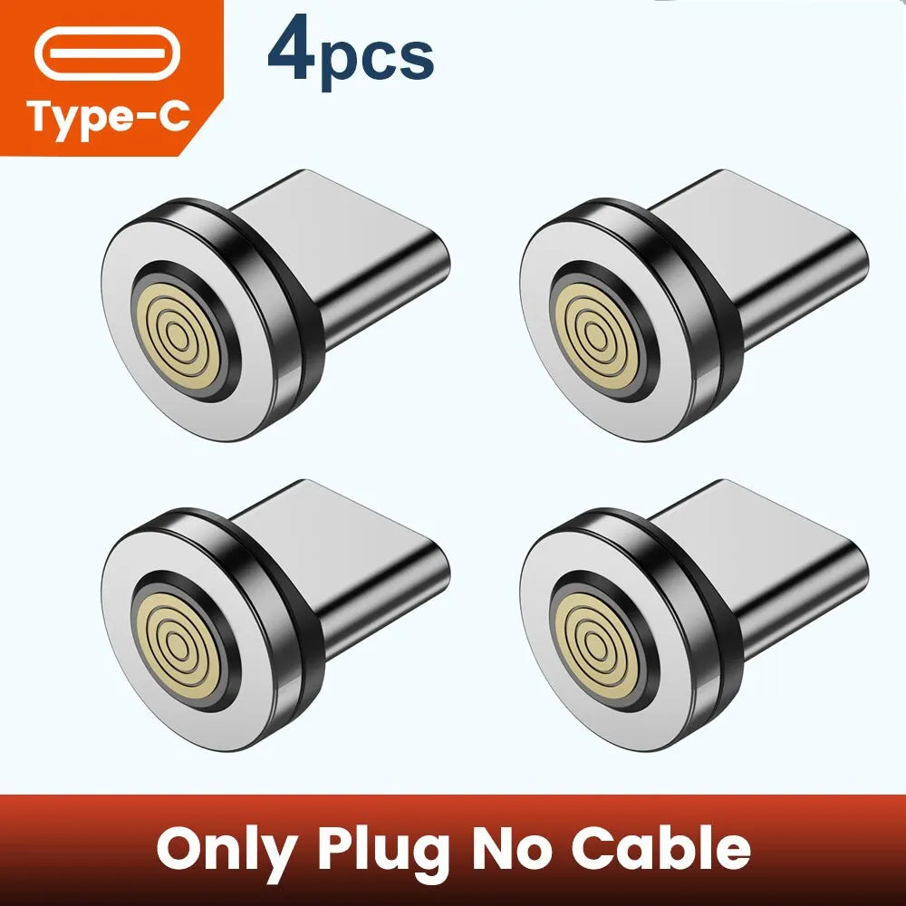 Four magnetic Type-C plugs shown in various angles, designed for direct charging.