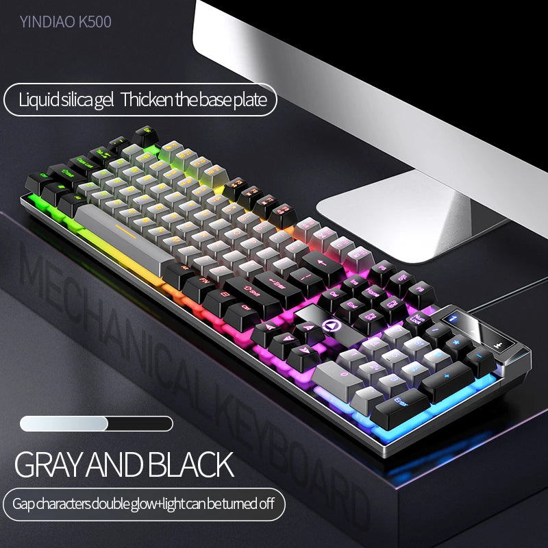 A close-up view of a gray and black mechanical keyboard with liquid silica gel thickening the base plate.