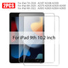 Zwei klare gehärtete Glasschutzfolien für ein iPad 9. Generation (10,2 Zoll).