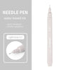 A light gray needle pen with a fine tip and a silver cap, shown vertically.