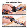 Anleitung zum Einstellen der Schnalle an einem magnetischen Armband.