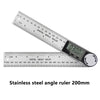 Stainless steel angle ruler measuring in millimeters and degrees