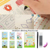 A set of children's writing practice books featuring letters, numbers, and calligraphy exercises.