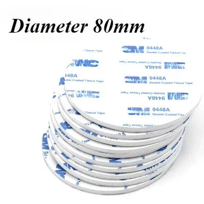 Rolls of 80mm diameter double-coated tissue tape including various sizes like 9448A and 148A
