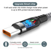 A close-up view of a USB-C charging cable with an integrated smart chip and dual resistors for safe current regulation.