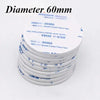 A stack of white double-coated tissue tape rolls with the diameter marked as 60mm.