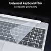 A clear universal keyboard film is shown placed on a laptop keyboard for use as a protective cover.