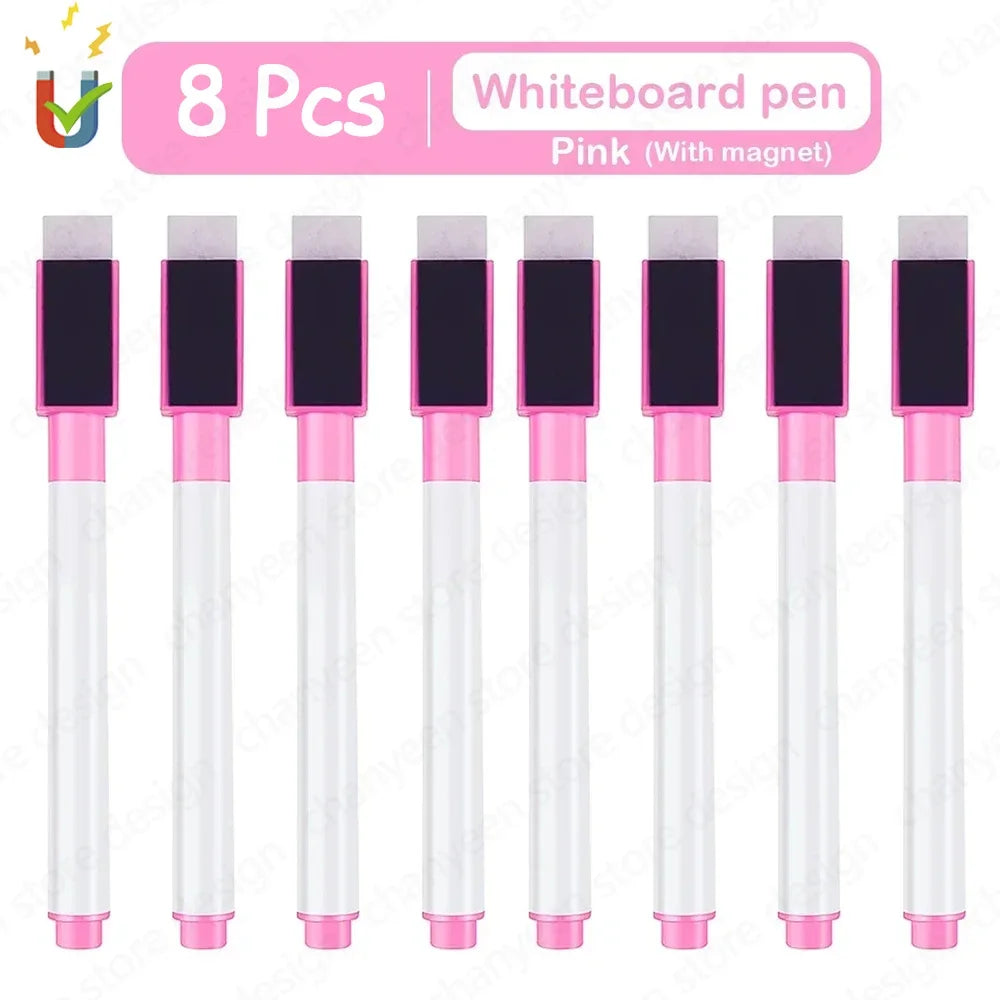 Acht rosa Whiteboardmarker mit Magneten im Set
