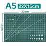 A5 size cutting mat with a grid and measurement lines for crafting and sewing projects