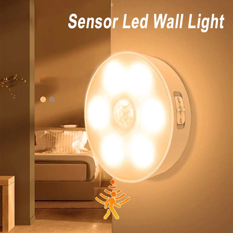A sensor led wall light fixture mounted on a wall, illuminating the area.