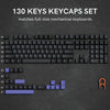 A set of 130 keys keycaps for full-size mechanical keyboards shown on a dark surface.