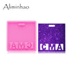 Two silicone resin molds, one pink and one purple glitter, for crafting projects.