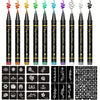 A set of ten skin painting face paint markers in various colors, including black, gold, green, purple, and silver.