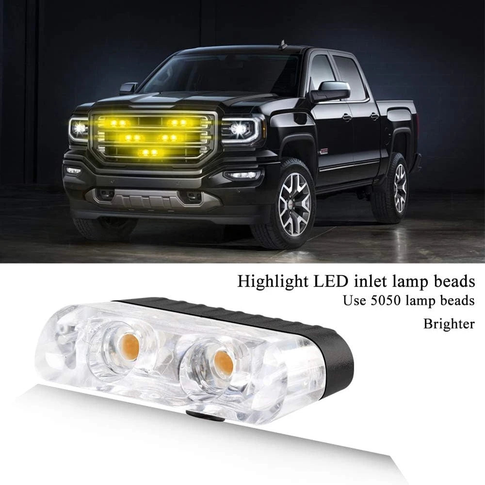 A close-up view of a bright LED inset lamp bead used for vehicle lighting.