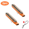 Two orange USB-C adapters with foldable stands for fast charging and data sync