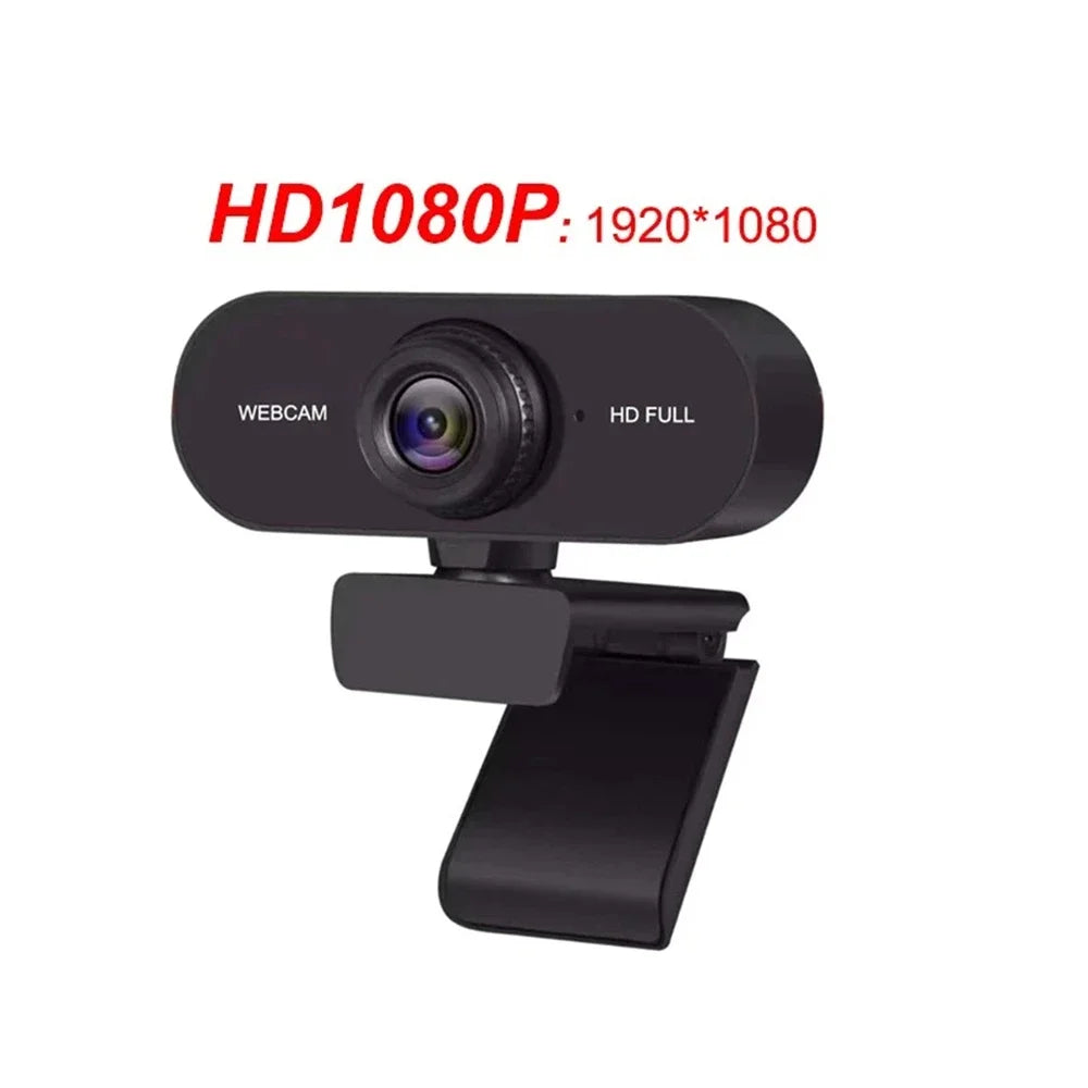 A black HD 1080P webcam with a lens mounted on a clip.