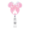 Pinke Minnie-Maus-Thema-Kette mit Schloss-Design und transparentem Ausweishalter