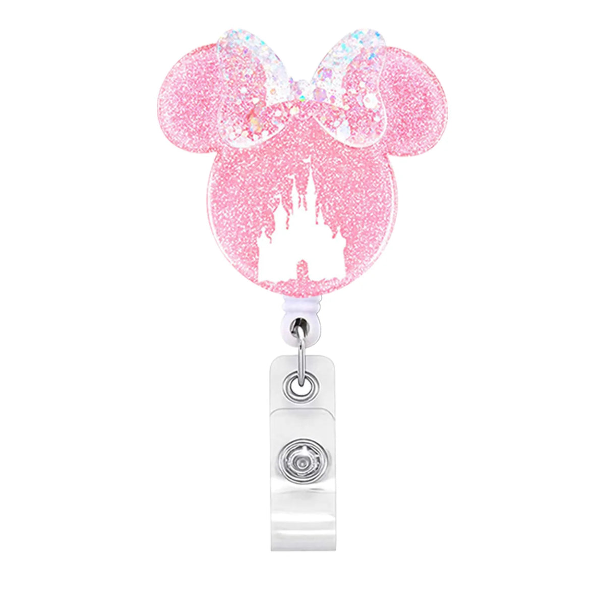 Pinke Minnie-Maus-Thema-Kette mit Schloss-Design und transparentem Ausweishalter