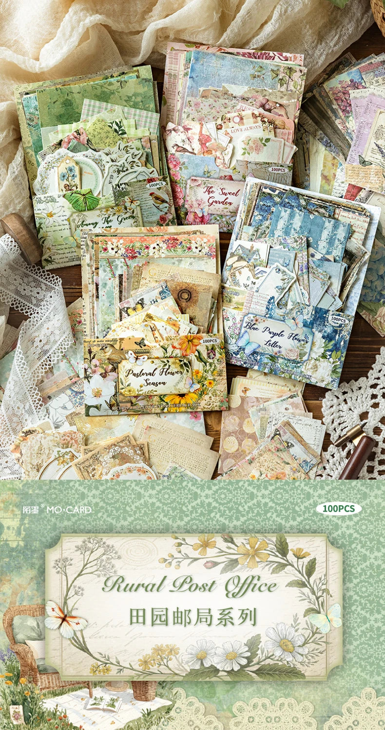 A collection of vintage and floral themed paper cards and ephemera for DIY scrapbooking and journaling.