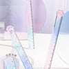 A set of pink and blue gradient measuring tools for cat claws, showing clear scales and accurate measurements.