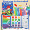 A magnetic fraction learning book showing various colored and shaped fraction pieces for teaching cognition.