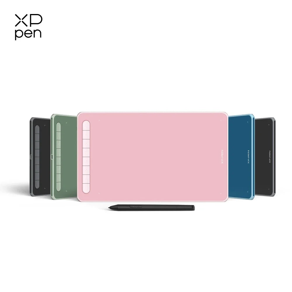 A pink anti-glare matte screen protector for a digital drawing tablet is shown alongside several colored protectors.