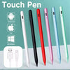 A collection of various colored touch pens and styluses shown next to a USB connector.