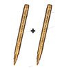 Two metallic craft brush marker pens shown side by side with a plus sign between them.