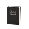 A black book-shaped piggy bank with a title embossed on the cover.