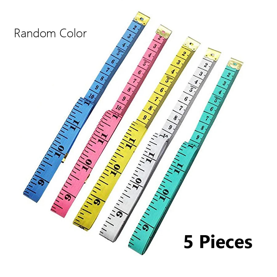 Five pieces of random color flexible measuring tapes used for sewing and tailoring