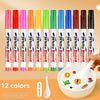 Un juego de 12 marcadores reutilizables y borrables de colores, en tonos rosa, rojo, amarillo, verde y azul, mostrados en bla