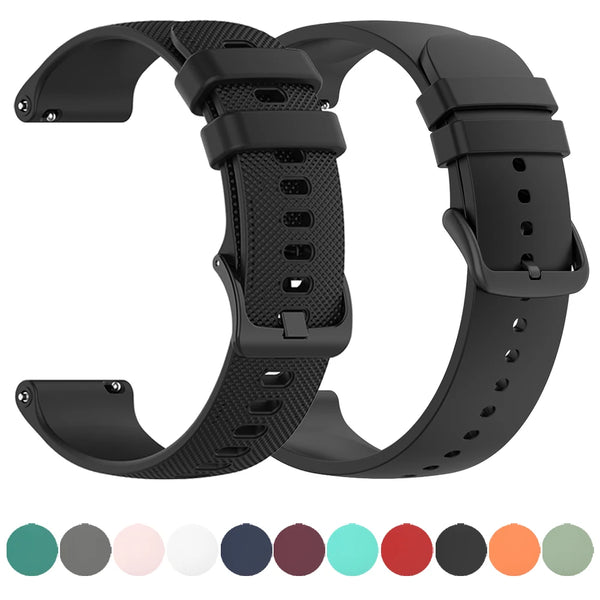 Black silicone watch band for Garmin and other smartwatches shown from the side.