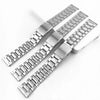 Stainless steel watch band with a folding safety clasp shown diagonally on a white background.